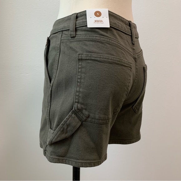 High Rise Utility Shorts - Dark Olive - Picture 11 of 13